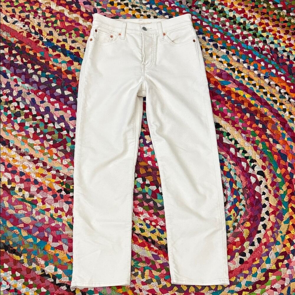 Levi’s Wedgie Straight Cream Corduroy Button Fly Pants